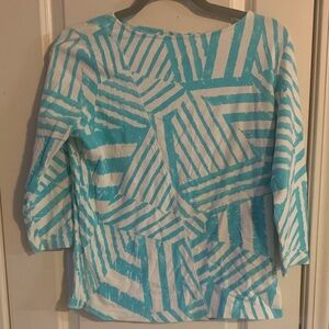 Aqua Geometric Women's Top Ruby Rd.